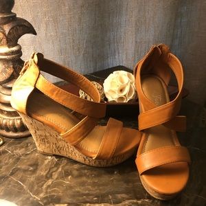 Fashion focus brown sandal wedges
